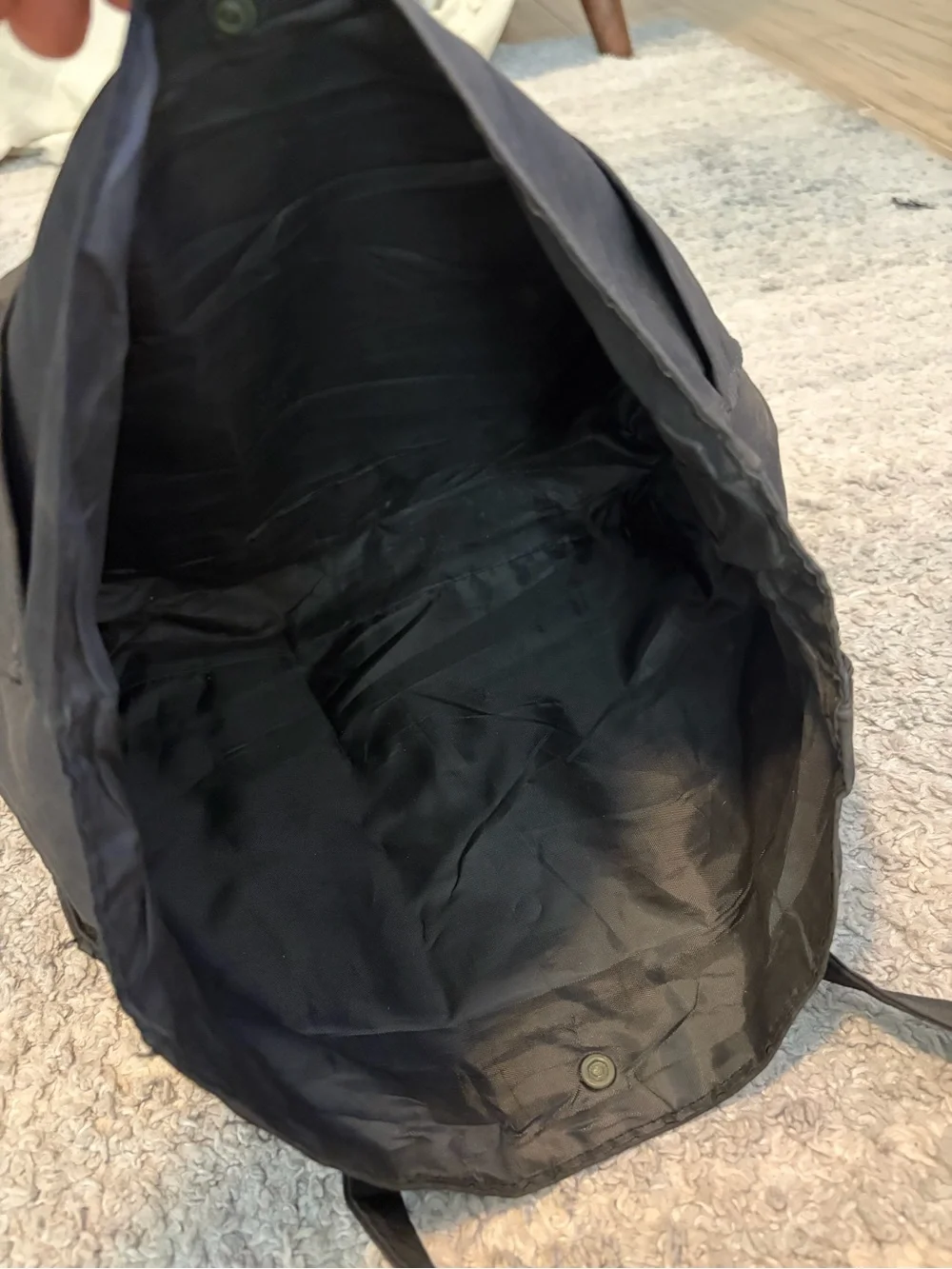 Stussy Stock Logo Canvas Tote Bag Black Utility Shoulder Bag Pocket Snap Closure